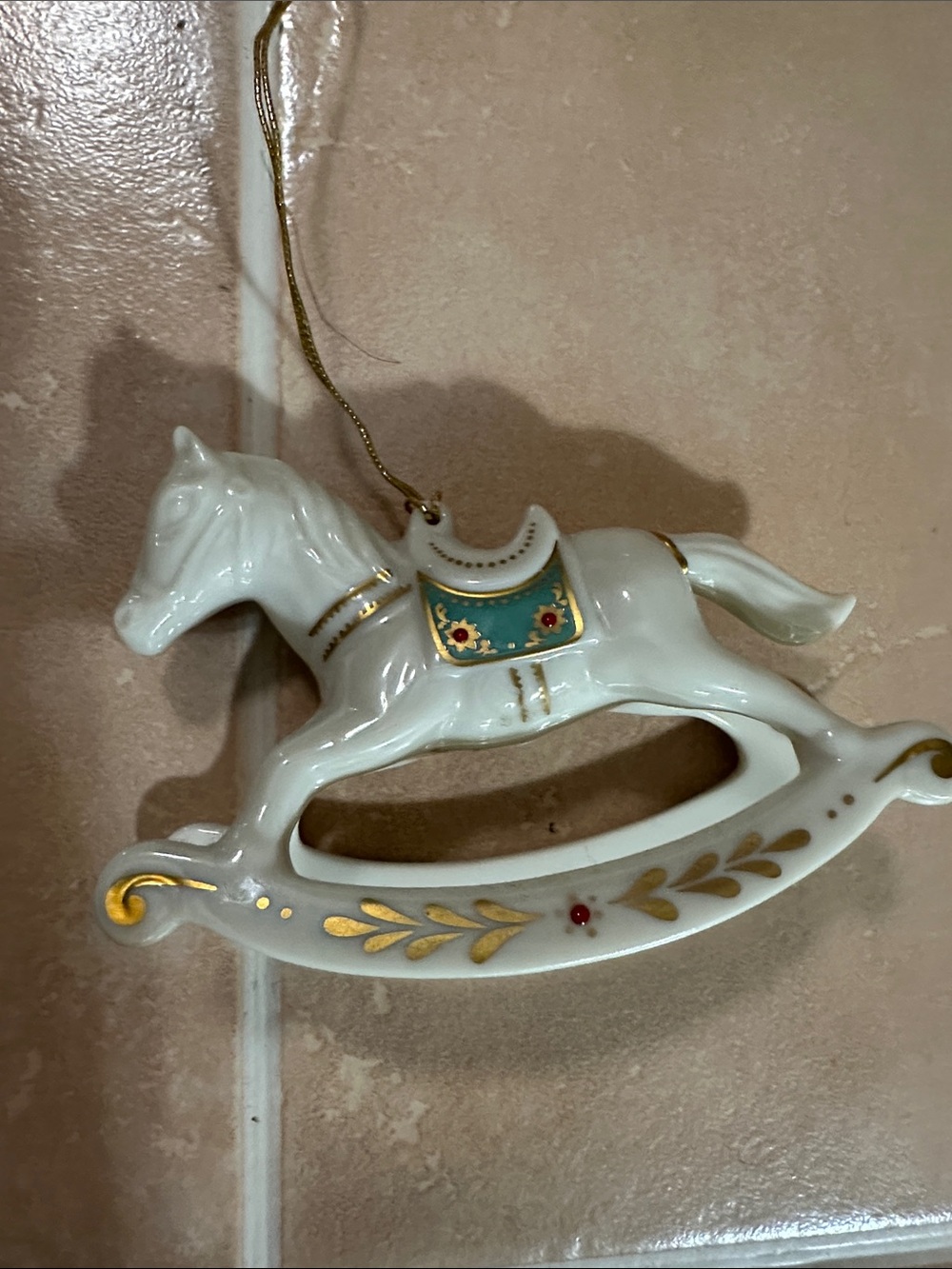 VTG LENOX “retired” Ceramic White Rocking Horse Ornament Collectables
